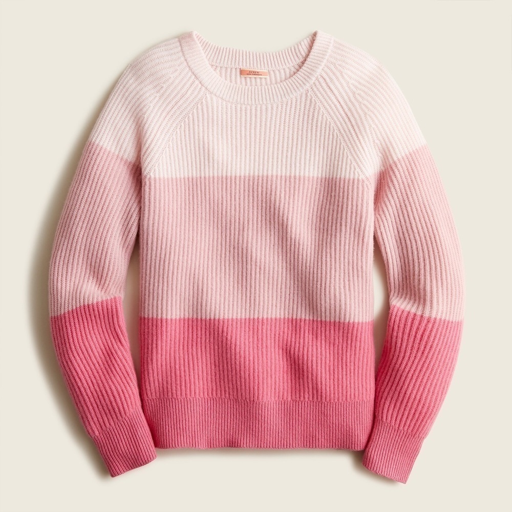 NWT J.CREW Ribbed-cashmere relaxed crewneck sweater in colorblock